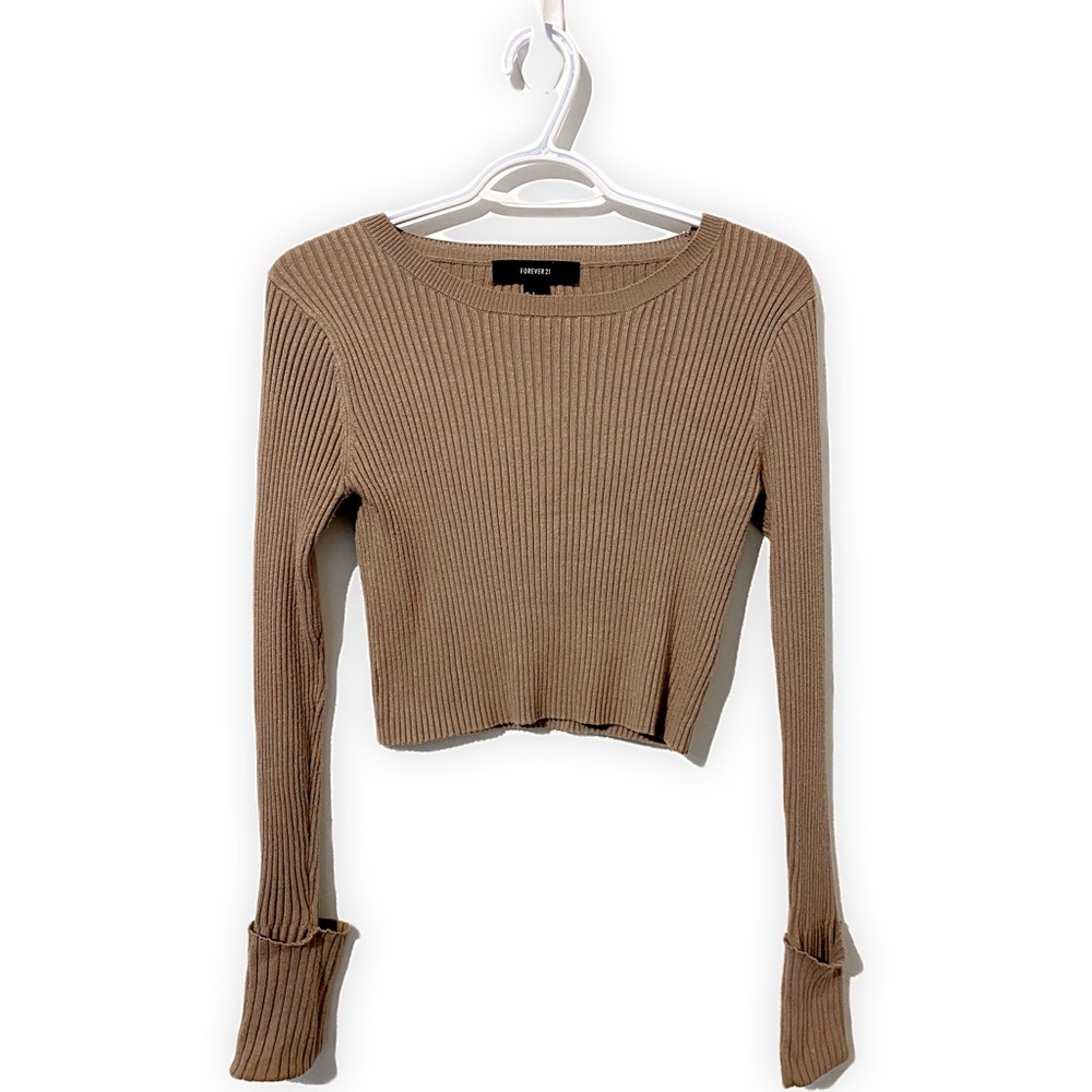 🔵 FOREVER 21 - Beige/ Nude Cropped Sweater
